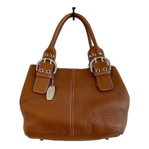 TIGNANELLO, NWOT, STYLISH BROWN LEATHER TOTE WITH DOUBLE HANDLES.